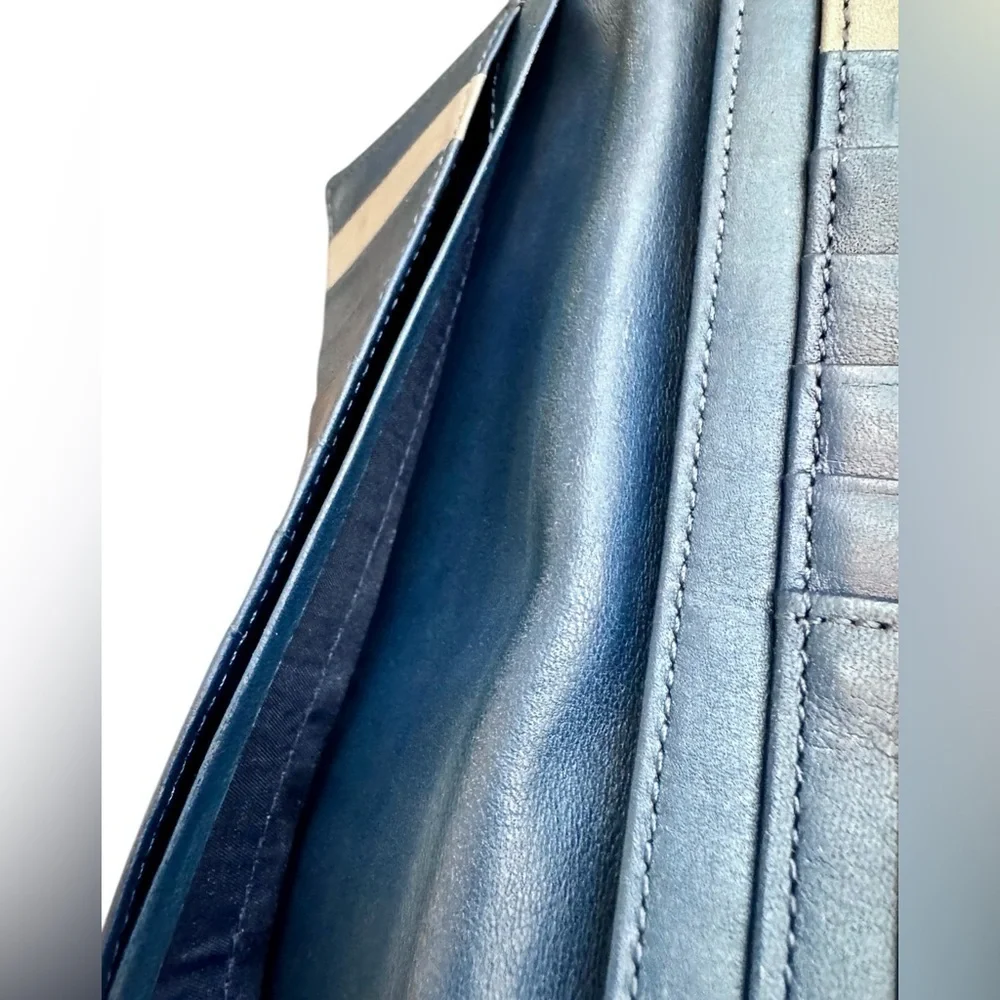 MCM Blue Embossed Bifold Long Wallet